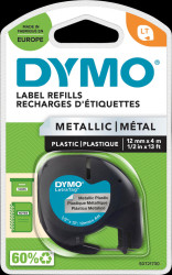 S0721730 Labelling tape, plastic, black/metallic silver