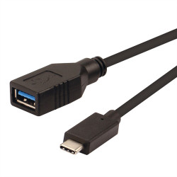 Kabel USB Złącze A USB C Złącze B USB A dł. 150mm Przewód USB USB 3.0 kolor: Czarny