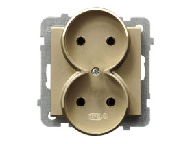 SONATA Gniazdo podwójne bez uziemienia IP20 szampański złoty GP-2RR/m/39 OSPEL