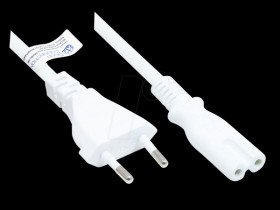 P0370-W075 Euro plug type C to C7 , white, 0.75 mm², 7.5 m