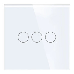 Włącznik dotykowy szklany potrójny 800W biały TAWOIA Glass