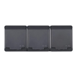 Hermes Gniazdo hermetyczne potrójne z/u Schuko antracyt 16A IP44 0326-07