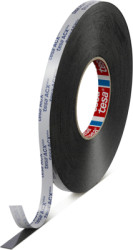 Adhesive tape, 12 x 0.8 mm, double sided, foamed acrylate, black, 25 m, 07063-00009-22