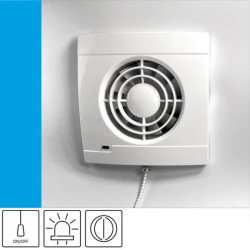 Wentylator domowy Vulkan VS100P+ klapka zwrotna, przełącznik pociągany, kontrolka LED, fi 100 mm, kolor biały