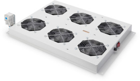 Roof ventilation unit, steel, (W x H x D) 505 x 65 x 435 mm, 1 U, black, for server cabinets Unique series, DN-19 FAN-6-SRV