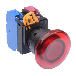 YW1L-A4E11Q4R Red 24V illuminated 22mm Mushroom Maintained Push Button Switch 1NO-1NC IP65 IDEC