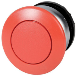 Mushroom pushbutton, unlit, latching, waistband round, red, front ring silver gray, mounting Ø 22.5 mm, 216745