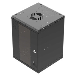 Szafa wisząca Standard 10" 9U, 300mm, drzwi szklane, czarna