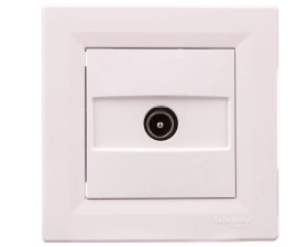 Gniazdo antenowe Asfora TV przelotowe (4db) białe z ramką EPH3200221