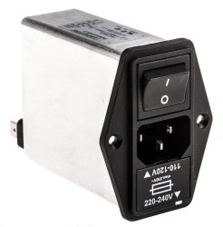 Gniazdo zasilające IEC z filtrem przeciwzakłóceniowym1 2.5A C14 Schaffner Montaż na panelu 5 x 20mm