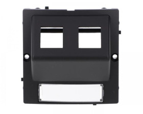 Simon Basic Pokrywa gniazd teleinformatycznych na Keystone skośna. Montaż gniazda na wkręty do puszki czarny BMGKS2P/49