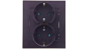 Sonata Gniazdo Podwójne Z/U Schuko Z Przesłonami Czekoladowy Metalik Gp-2Rsp/40