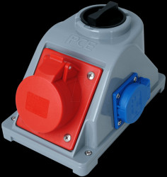 107000000 CEE wall socket, 400 V, 16 A, red, with switch