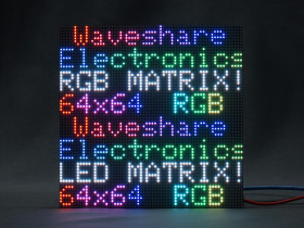 Waveshare RGB Full-Color LED Matrix Panel, 3mm Pitch, 64×64 Pixels, Adjustable Brightness