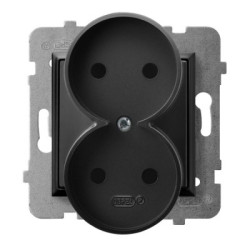 ARIA Gniazdo podwójne bez uziemienia czarny metalik GP-2UR/m/33