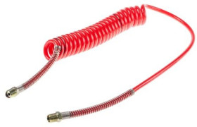 Przewód pneumatyczny spiralny 2m Czerwony, PUR, BSPT 1/4i148 męskie RS PRO
