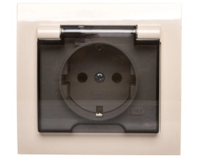 KIER Gniazdo bryzgoszczelne z/u Schuko IP44 klapka przezroczysta GPH-1WS/01/d