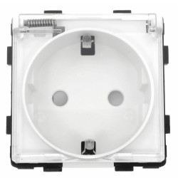 Moduł - Gniazdo elektryczne Schuko IP44 z klapką - biały - Tawoia Glass