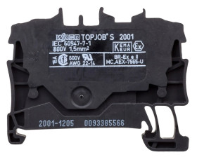 Złączka szynowa 2-przewodowa 1,5mm2 czarna 2001-1205 TOPJOBS