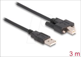 87215 USB 2.0 cable, A male to B male, screwable, 3 m