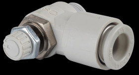 Throttle check valve, angled, R1/8 &lt;&gt; 8 mm