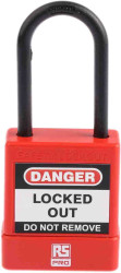 Blokada Kłódki zabezpieczające RS PRO rozmiar mocowania 44mm Czerwony długość pałąka: 44mm zamki: 1