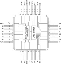 6-Bit serial/parallel switch driver/controller, available with surface mount technology (SMT)