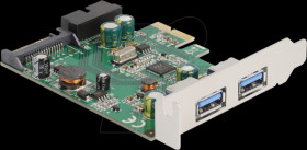 90096 PCIe x1 > 2x external USB 3.0 A, 1x internal 19 pin male connect