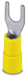 Insulated forked cable lug, 4.0-6.0 mm², AWG 12 to 10, M5, yellow, 3240043