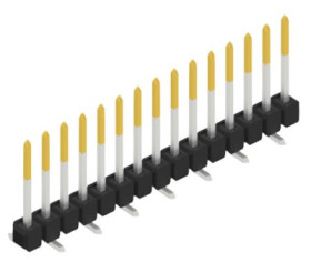 Pin header, 15 pole, pitch 2.54 mm, angled, black, 10047795