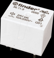 36.11.9.024.4011 Finder sub-miniature relay, 1xUM, 250 V 10 A, 24 V