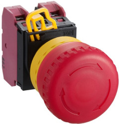 Emergency stop, turn/pull release, mounting Ø  22 mm, unlit, 120 V, 1 Form B (N/C), YW1L-V4E01Q4R