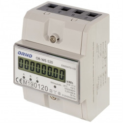 Licznik zużycia energii elektrycznej MID 3-fazowy 5/80A 4-modułowy z wyświetlaczem LCD ORNO