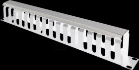 26990303 19" front panel 1 U, grey, with marshalling duct 40 x 80 mm