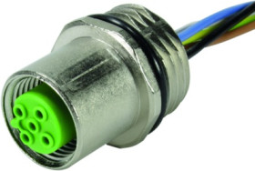 Socket, 5 pole, strand connection, screw locking, straight, 21033392301