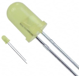 LED, THT, Ø 5 mm, yellow, 588 nm, 5.6 to 19 mcd, 36°, LTL-4253