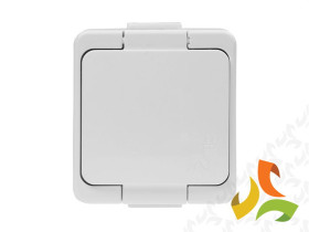 SMART Gniazdo pojedyncze z uziemieniem natynkowe z klapką bryzgoszczelne IP44 biały NT-16S ABEX