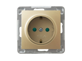 IMPRESJA Gniazdo pojedyncze z uziemieniem schuko z przesłonami torów prądowych złoty metalik GP-1YSP/m/28 OSPEL