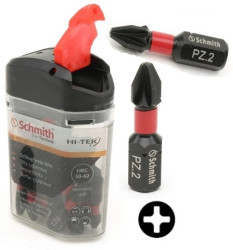 Bity udarowe PZ2 25mm 20szt zestaw BIT krzyżowy - Schmith