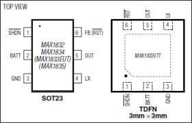 MAX1834 High-Efficiency Step-Up Converter with Reverse Battery Protection in SOT23-6