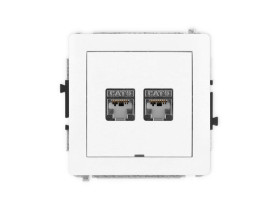 DECO Mechanizm gniazda komputerowego podwójnego 2xRJ45, kat. 6, ekranowane, 8-stykowy, bez pola opisowego biały mat 25DGKBO-6 KA