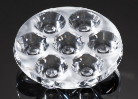 Soczewka LED punktowa 7-LEDowa 40 (Dia.) x 10.7mm, D 40mm, kąt widzenia 18°, do użytku z Cree XP-E, Cree XP-G, Lumileds