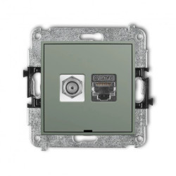 ICON Mechanizm gniazda antenowego F (SAT) + gniazda komp. 1xRJ45, kat. 6 ekranowany, 8-stykowy, bez opisu szałwiowy 61IGFKBO-5