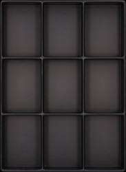 Thermoformed insert, with 9 compartments, black, (L x W x D) 340 x 250 x 38 mm, TE 9 S 6-10