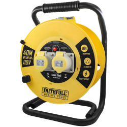 Faithfull Power Plus XP06-SY4H Open Cable Reel 110V 40m 16A 2 Socket 1.5mm Cable