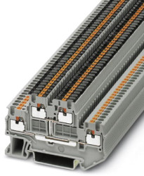 Double level terminal, push-in connection, 0.14-1.5 mm², 4 pole, 16 A, 6 kV, gray, 3208540