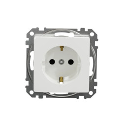 Gniazdo zasilające schuko z przesłonami torów prądowych, białe, Sedna Design i Elements SDD111021