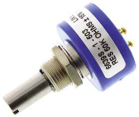 Potencjometr 50kΩ typ Obrotowy Bourns średnica wału 6,35 mm 1W długość wału 22.2mm średnica 22.23mm Montaż panelowy