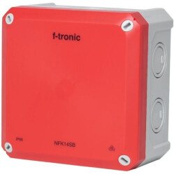 Puszka instalacyjna natynkowa NFK14 140x140x81mm bezhalogenowa hermetyczna IP66 czerwona do lamp awaryjnych NEPTUN Compact F-TRO