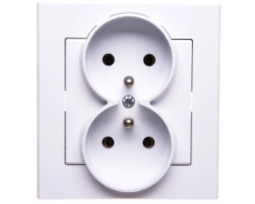 SONATA Gniazdo podwójne z uziemieniem kompletne z ramką biały mat GP-2RZ/75